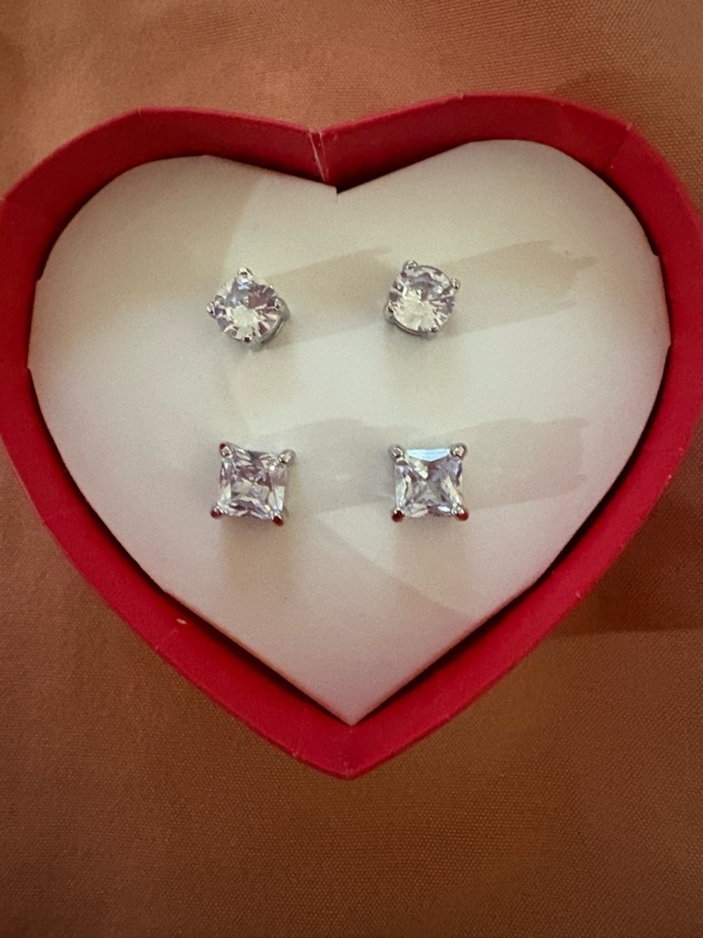 Avon Silver-Tone Clear Crystal Stud Earring Duo